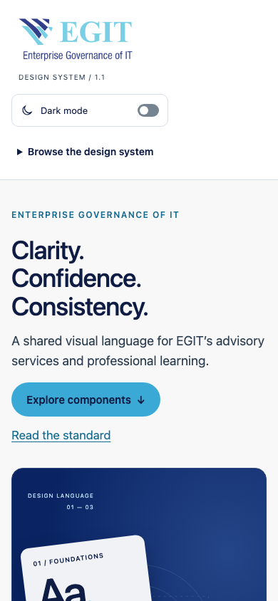 Actual EGIT Design System mobile interface
