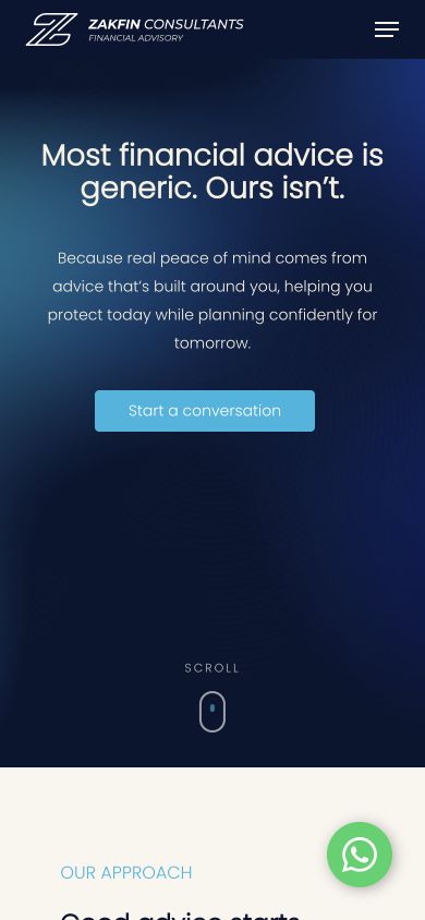 Actual Zakfin Consultants mobile interface